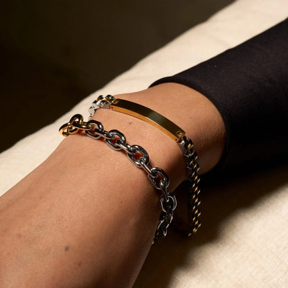 Jubilee Bracelet with Engraved Bar - Virella Jewelry