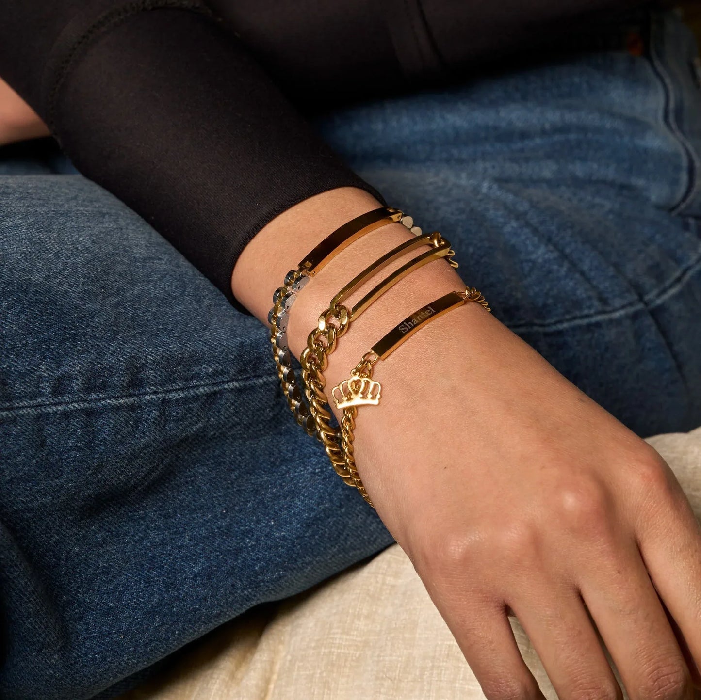 Jubilee Bracelet with Engraved Bar - Virella Jewelry